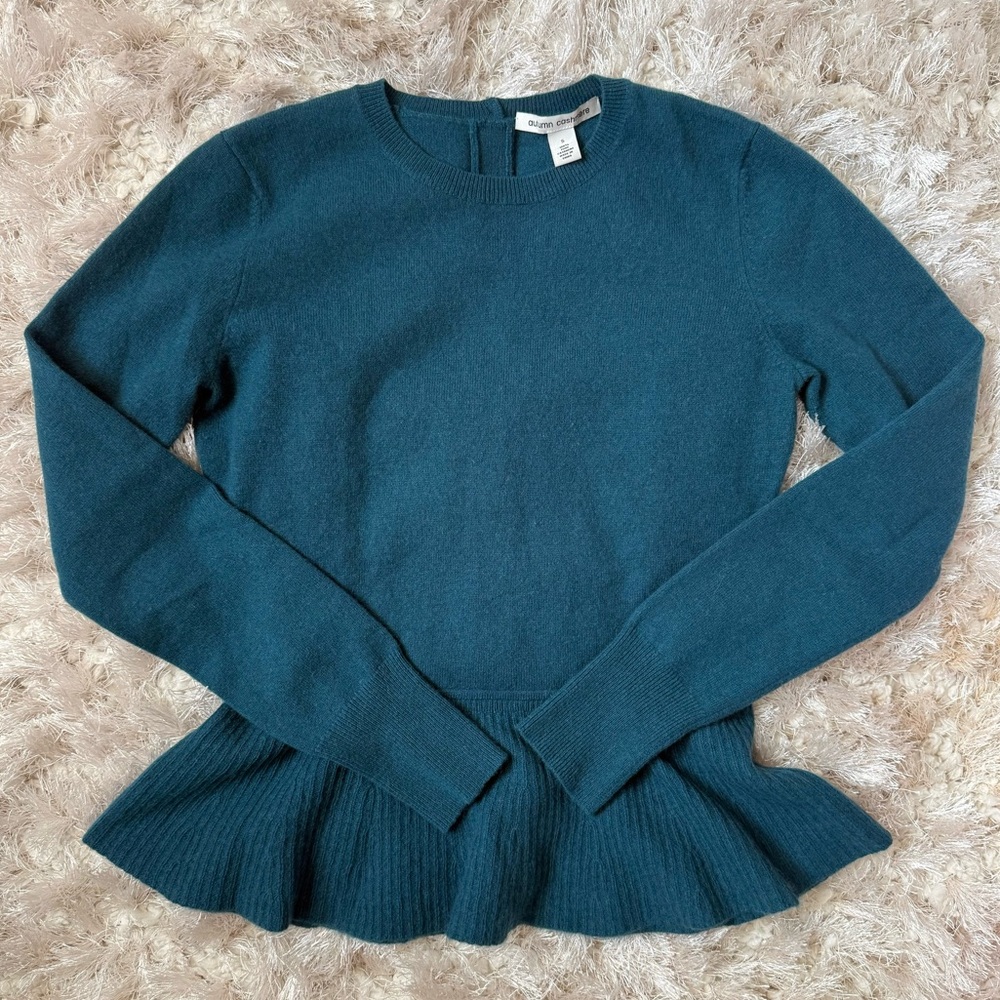 Cashmere Teal Peplum Sweater